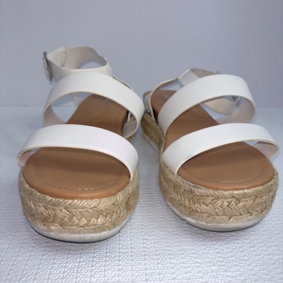 Soda Espadrille Platform Sandals White Ankle Strap Casual Shoes Size 10M - Picture 4 of 6